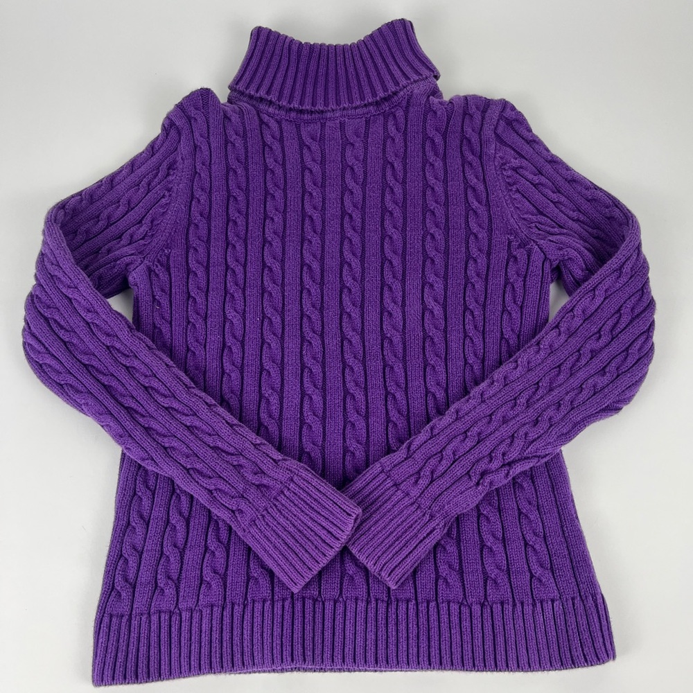 LL bean old money cable knit sweater purple